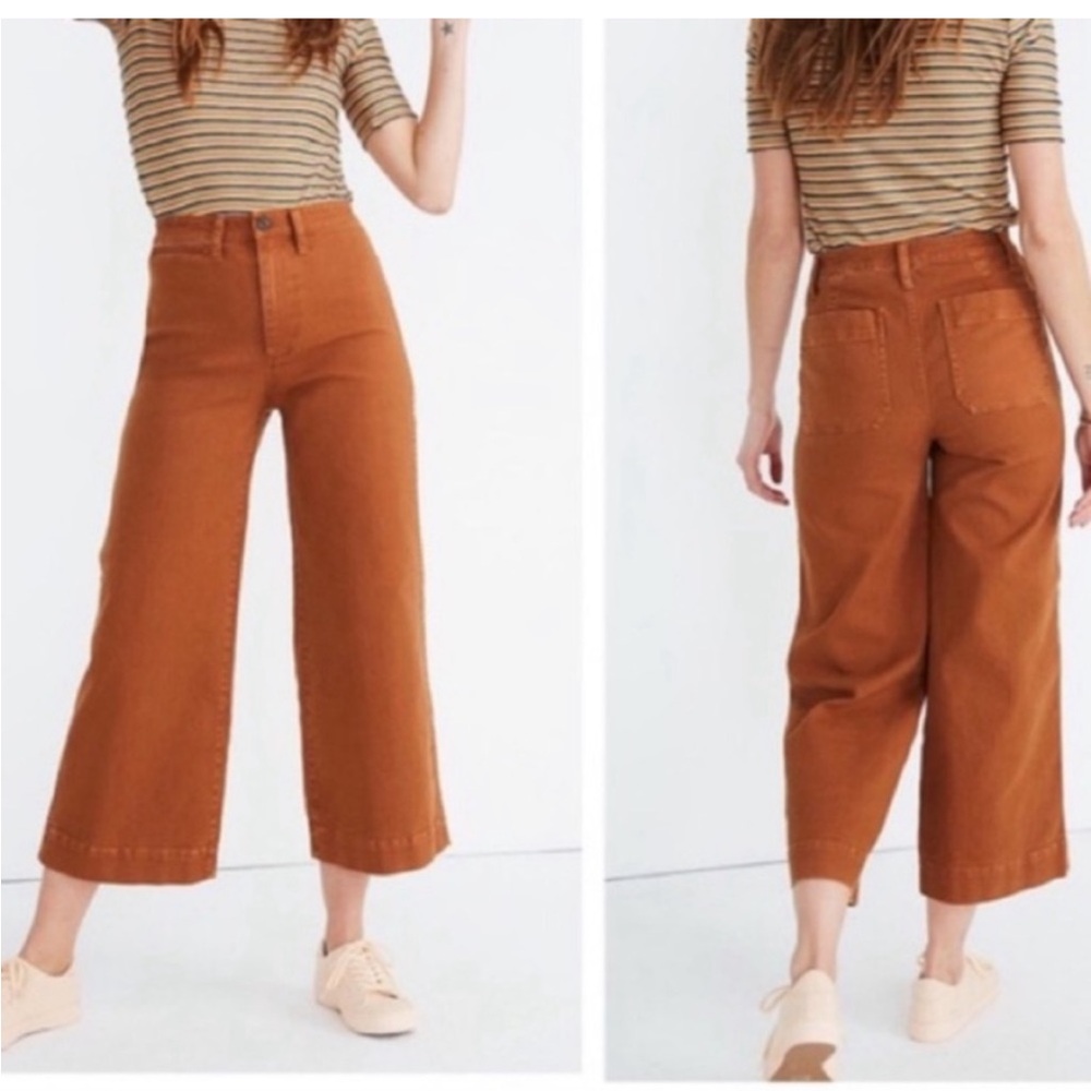 Madewell wide leg burnt orange cropped pants